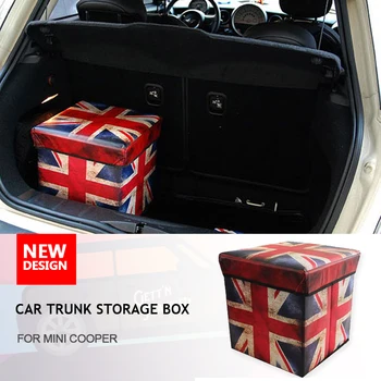 За MINI Cooper Кожена Кутия За Съхранение на Багажника на Колата, Голяма Сгъваема Чанта-Органайзер За Mini cooper, mini аксесоари f56 f60 R55 R56