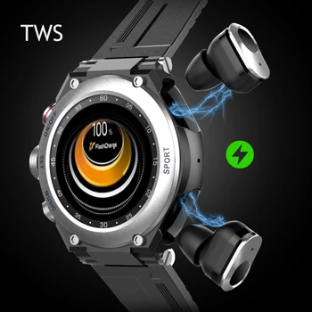T92 Смарт Часовници Мъжки 2021 Bluetooth Предизвикателство Възпроизвеждане на Музика Hi-Fi TWS Слушалки Потребителски Циферблат Температурен Монитор Умни Часовници За Android и Ios