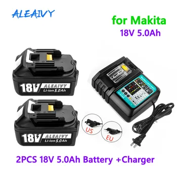 Със Зарядно устройство BL1860 Акумулаторна Батерия 18v 5000 mah Литиево-Йонна за Makita 18v Батерия 6ah BL1840 BL1850 BL1830 BL1860B LXT400