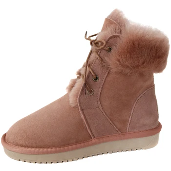 2022 Нови Дамски ботуши, Зимни Обувки От естествена Агнешка кожа Модни Ботильоны от 100% естествена кожа Топли Вълнени Зимни Обувки Обувки