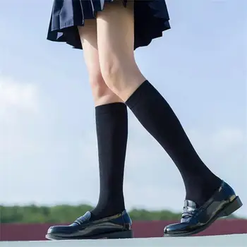 2022 JK Дамски Чорапи Сладки Черни Бели Кадифени Дълги Чорапи в стил Лолита, Обикновена Чорапогащи до коляното, Модни Кавайные Секси Найлонови Чорапи