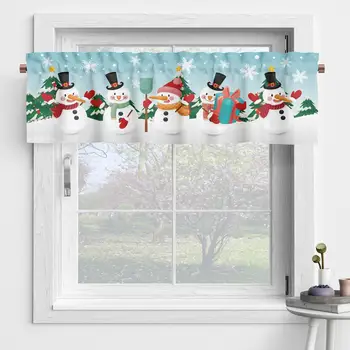 Зимния, Снежен човек, Дядо Коледа Прозорец Завеса Престилката Коледна Завеса За Празника Коледни Украси 137x45 см I9V0