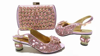 Doershow Италиански обувки и чанта в комплект Нови обувки и чанта в Италия италиански обувки розов цвят, с подходящи торби! HGT1-18