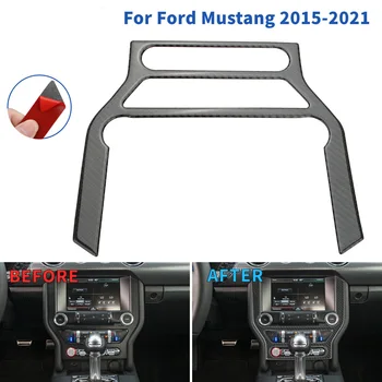 Карбон Черна CD Таблото Централна Конзола Декор Накладки За Ford Mustang 2015-2021 Аксесоари За Интериора на Колата