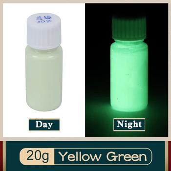 20 грама Жълто-зелено Сияние Светещ в Тъмното боя, Лъчисти за домашно парти, Коледен Пигмент за украса