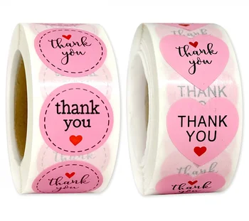 100-500 бр Червени етикети със сърца, Розови Етикети с благодарност за Малкия Бизнес, Подарък Етикет, Стикер за доставка, Декори, ръчно изработени